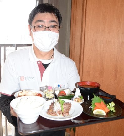 島根スサノオマジックの必勝祈願で考案した「ＣＳ御膳」＝松江市東朝日町、ビストロ庵タンドール