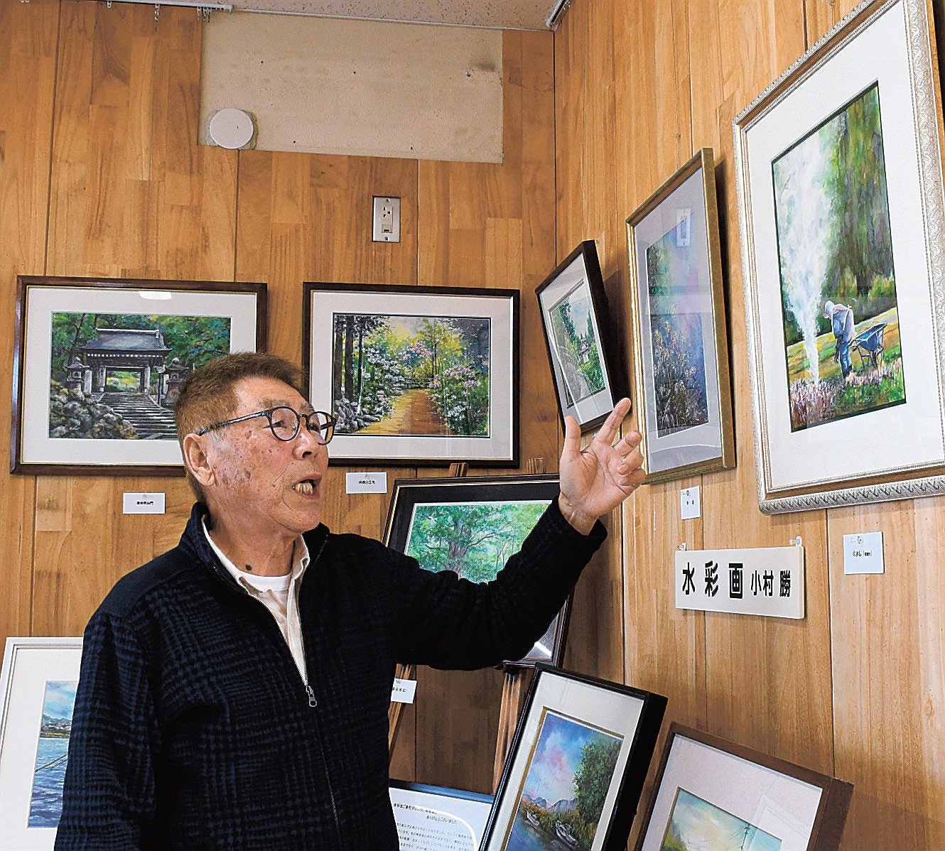 日展会員　真作　水戸童　日本画家　福島県出身油彩風景画 シルバー装飾フレーム 日展会員 真作 水戸童 日本画家 福島県出身油彩風景画 シルバー装飾
