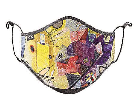 カンジンスキーの「イエローレッドブルー」をあしらった「コウィコウィ」のマスク