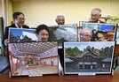 大神山神社への支援を呼びかける相見和紀宮司（前列右）ら関係者＝米子市加茂町１丁目、市役所