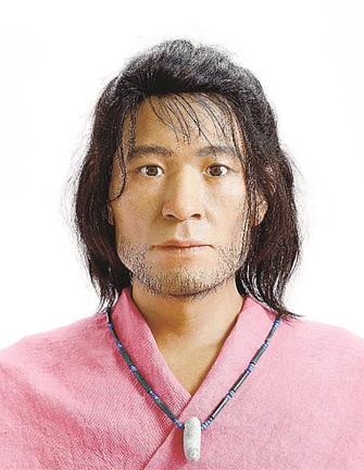 青谷上寺地遺跡の男性頭蓋骨から復顔された弥生人（鳥取県提供）