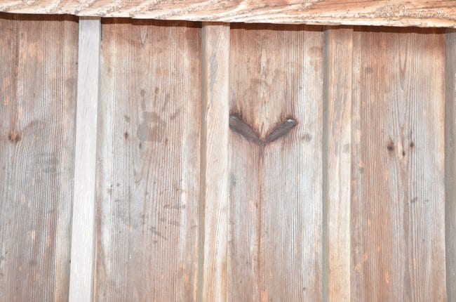 「幽霊の足跡」と呼ばれる足や手のような形の染み=松江市北田町、普門院