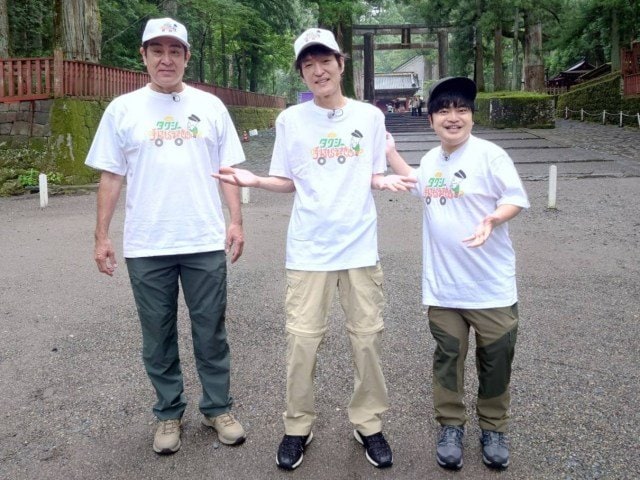 13日放送土曜スペシャル『千原ジュニアのタクシー乗り継ぎ旅　第30弾』に出演する（左から）宇梶剛士、千原ジュニア、加藤諒（C）テレビ東京