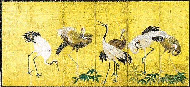 手銭美術館で展示する「金地鶴図屏風」