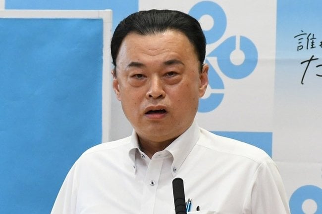 文献調査受け入れへの活動を継続するのかどうかを注視する考えを示す丸山達也知事＝松江市殿町、島根県庁