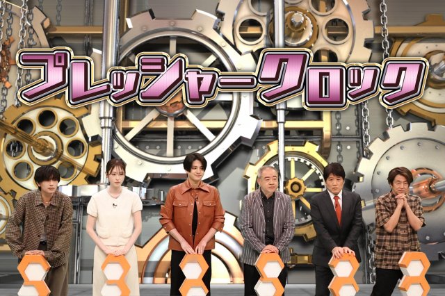 8日放送『ネプリーグ』より(左から)高橋恭平、高橋ひかる、岩瀬洋志、春海四方、林修、堀内健 (C)フジテレビ