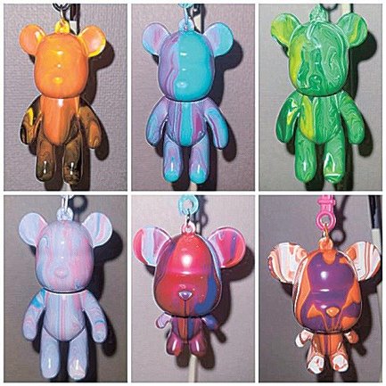 くまちゃんインクアートキーホルダー作りのイメージ
