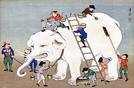 堀江友声作「阿蘭陀人白象洗図」＝松江市の島根県立美術館蔵