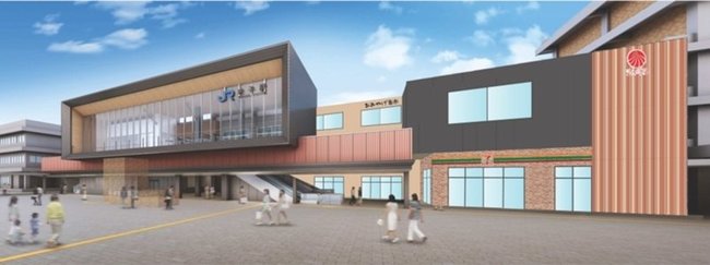 JR米子駅の新駅舎(左)と、新駅ビル「シャミネ米子」(右)の外観イメージ(JR西日本山陰開発提供)