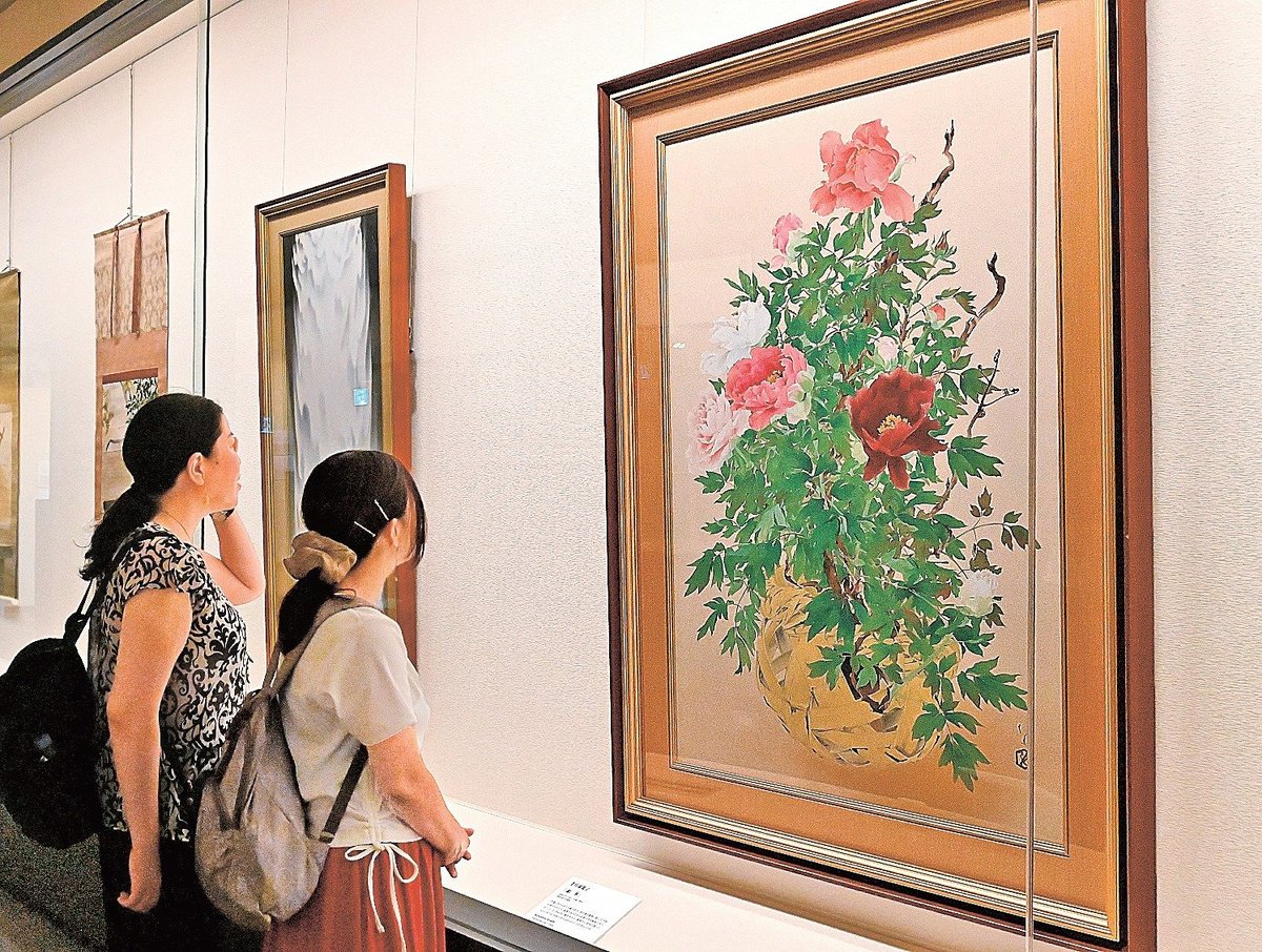 絹本彩色額装◎川端龍子　獻華　複製画◎美品足立美術館 ト滝】獻花 けんか 川端龍子 絹本彩色 額装 発行 足立美術館