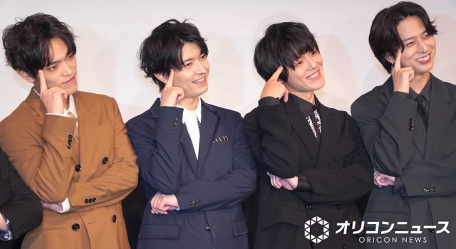 映画『天文館探偵物語』完成披露試写会に登壇した(左から)原嘉孝、高田翔、室龍太、寺西拓人 (C)ORICON NewS inc.