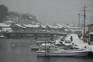 大雪警報から一夜明け、日中も強い雪が降る＝２２日午前１０時、島根県隠岐の島町港町