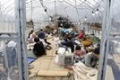 農業用ビニールハウスに避難した被災者＝２日午後１時１７分、石川県輪島市