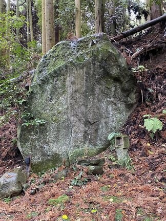 月照寺（松江市）の「大亀の石」を切り出した親岩＝出雲市久多見町