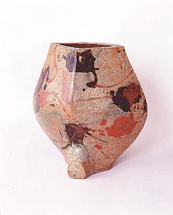 河井寬次郎《三色扁壷》１９６２（昭和３７）年　島根県立美術館蔵