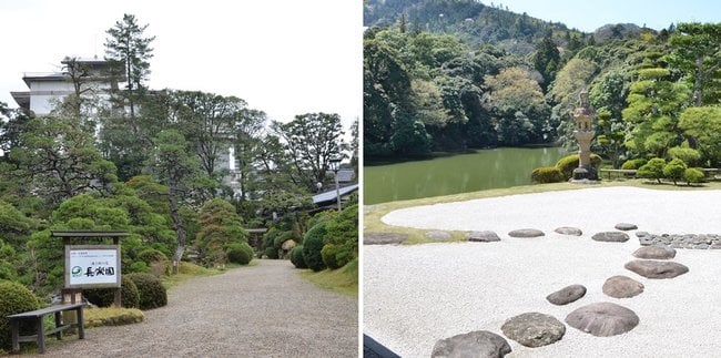 日本庭園ランキングで上位常連の長楽園（左）と康国寺
