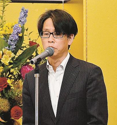 受賞の思いを語る後藤健課長＝松江市千鳥町、ホテル一畑