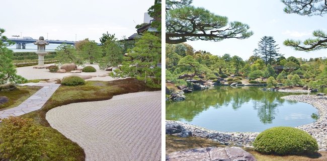 日本庭園ランキングで上位常連の皆美館（左）と由志園
