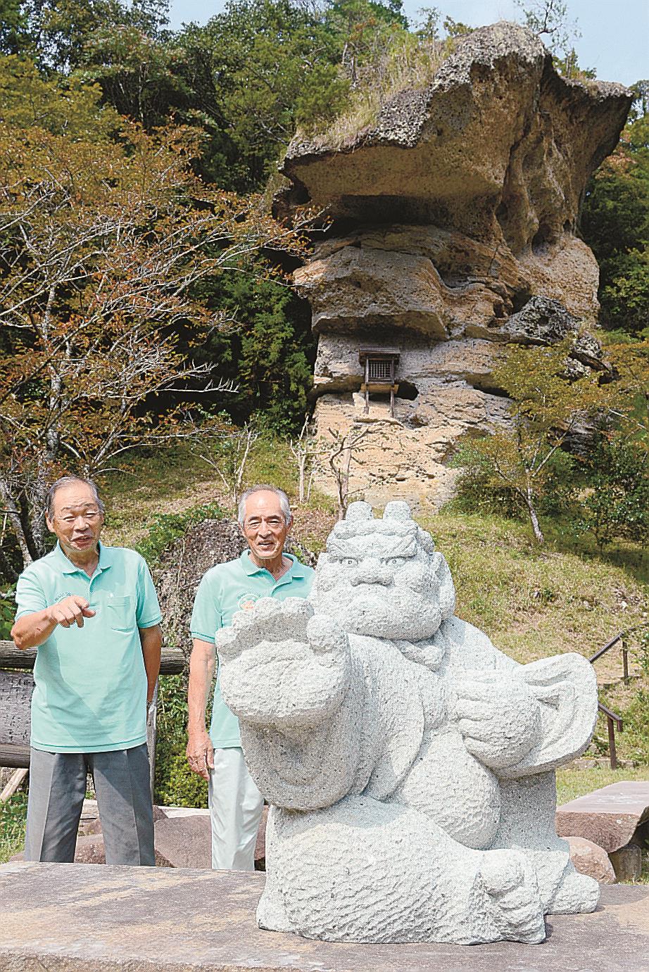 大田の新パワースポットに」 鬼岩に鬼の石像出現 認知度アップへ住民
