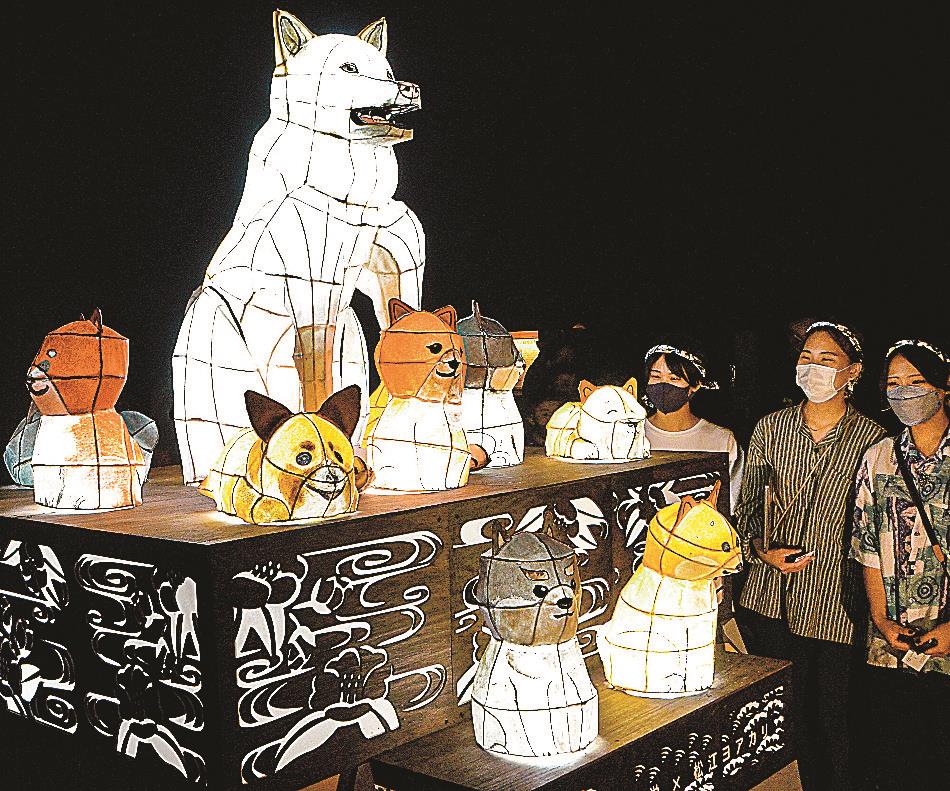 松江水燈路、ねぶたで盛り上げ 名物犬「はなちゃん」モデルに 京都芸術