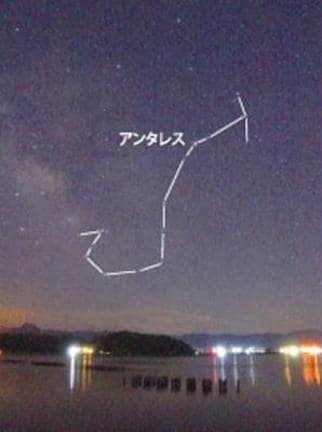 南の空に見えるさそり座＝６月２２日、出（いず）雲（も）市の神西（じんざい）湖（こ）で撮影（さつえい）