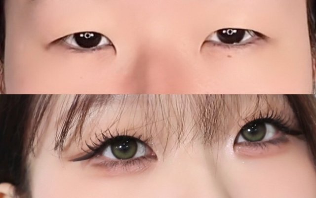 HARAさんの一重メイクビフォーアフター(写真提供:HARAさん)