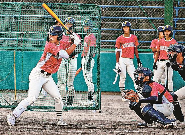試合形式の練習をする大社の選手たち＝兵庫県伊丹市、伊丹スポーツセンター野球場
