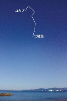 高い位置に見えるこぐま座＝６月７日、出（いず）雲（も）市多（た）伎（き）町で撮影（さつえい）
