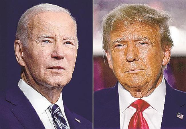 米国のバイデン大統領（左）とトランプ前大統領（ＡＰ＝共同）