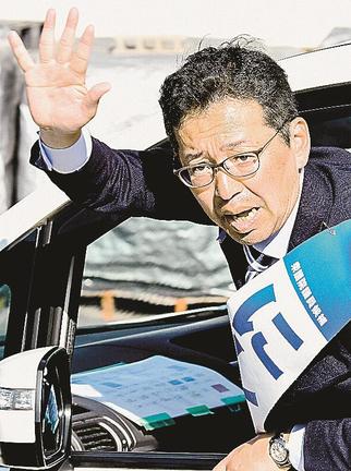 錦織功政候補＝松江市内