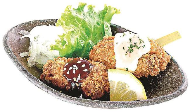 大屋美羽さんとすし蔵が共同開発した牡蠣の串揚げ