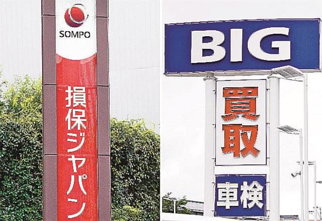 損害保険ジャパンと中古車販売大手ビッグモーターの看板