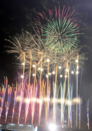 出雲神話まつりで打ち上げられた花火（２０２２年８月）
