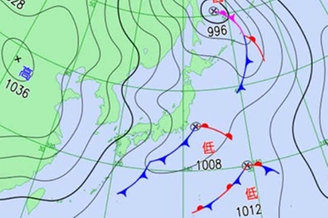 3日午前9時の予想天気図