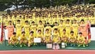 2年連続20度目の優勝を飾った立正大淞南=島根県立浜山公園陸上競技場