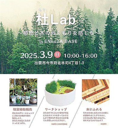 杜Ｌａｂ～植物と木のぬくもりを感じる～ｉｎ　ＥＮｎｏＺＡ　ＢＡＳＥのイメージＰ