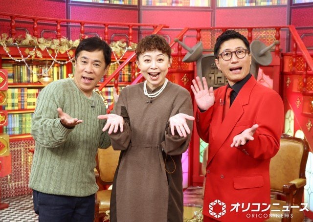 『なるみ・岡村の過ぎるTV』囲み取材に応じた（左から）岡村隆史、なるみ、すっちー （C）ORICON NewS inc.