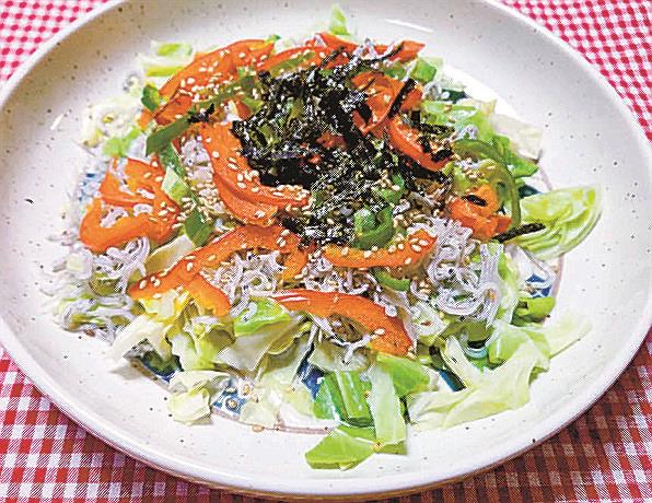 キャベツとしらすのレンチン蒸し