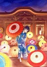 「大山の大献灯」を舞台に描いたイラスト（提供）
