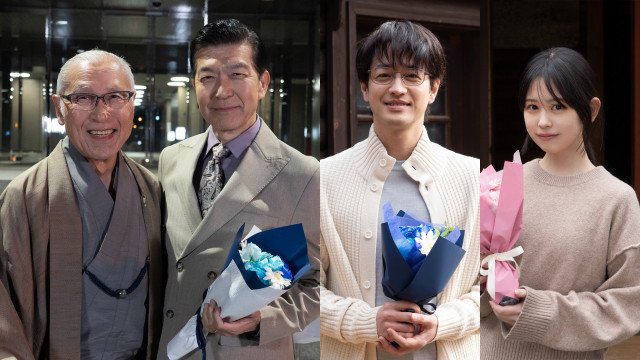 『パンチドランク・ウーマン -脱獄まであと××日-』クランクアップを迎えた(左から)山田明郷、大澄賢也、竹財輝之助、梶原叶渚(C)日本テレビ