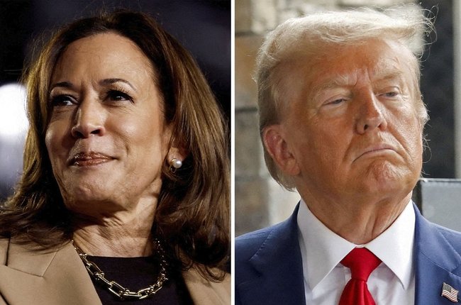 ハリス米副大統領（左）とトランプ前大統領。米大統領選は５日に投開票される（ロイター＝共同）