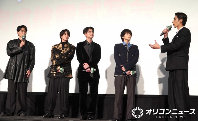 映画『WIND BREAKER/ウィンドブレイカー』舞台あいさつに登壇した(左から)水上恒司、木戸大聖、綱啓永、山下幸輝、濱尾ノリタカ (C)ORICON NewS inc.