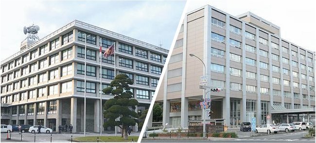 島根県庁（左）と鳥取県庁