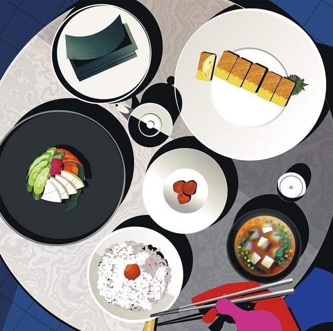 桑田佳祐のミニアルバム「ごはん味噌汁海苔お漬物卵焼きｆｅａｔ．梅干し」のジャケット