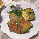 カボチャのベーコン巻き和風ドレッシングあえ