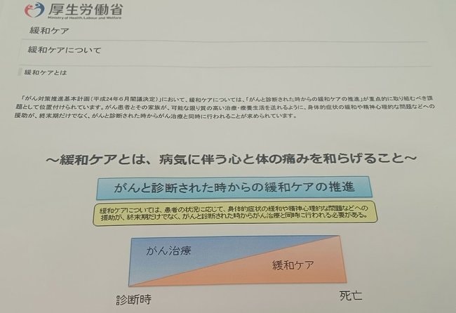 がんと診断された時から始まる「緩和ケア」について説明する厚生労働省のホームページ