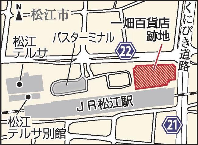 松江駅周辺の地図
