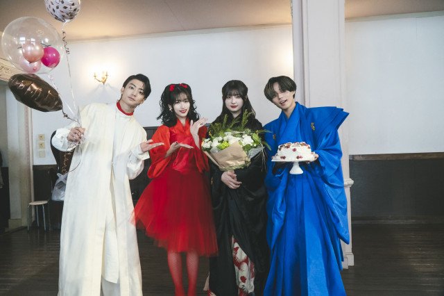 映画『鬼の花嫁』に出演する伊藤健太郎、片岡凜、吉川愛、永瀬廉 (C)2026「鬼の花嫁」製作委員会