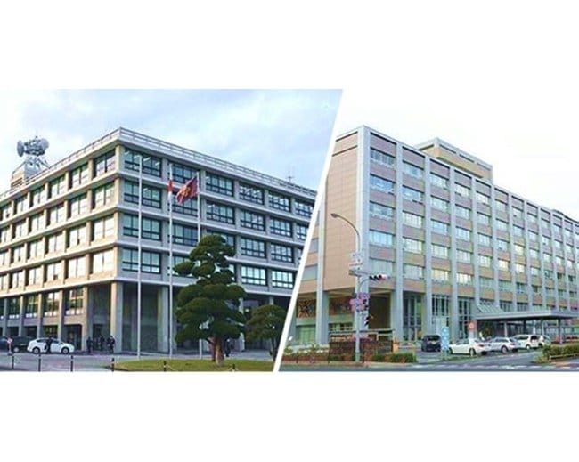 島根県庁（左）と鳥取県庁