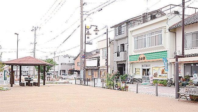 近くでクマが目撃された紺屋町広場＝浜田市紺屋町